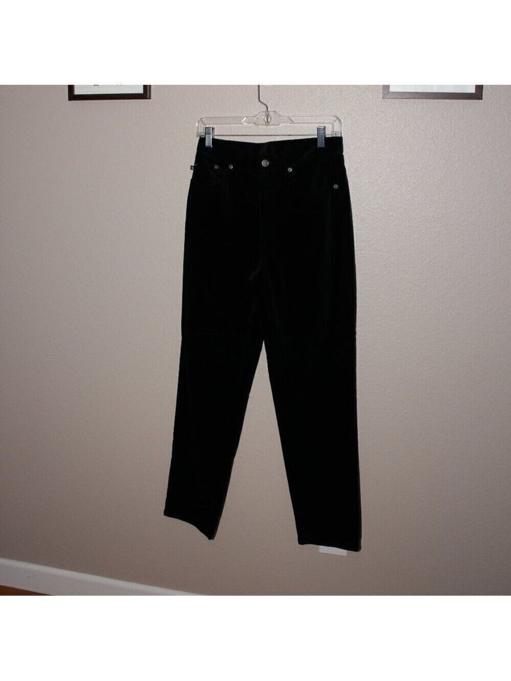 Lauren Ralph Lauren Womens Black Velvet 5 pocket Straight Leg Pants Size 6
